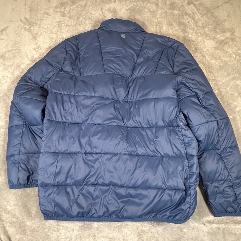 Swiss Tech Mens Blue Packable Puffer Jacket Size L 42-44 Quilted Full Zip Coat - Picture 2 of 10
